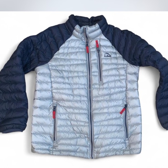 LL BEAN downtek goose down grey puffer Packable coat size 14-16 - Picture 1 of 4